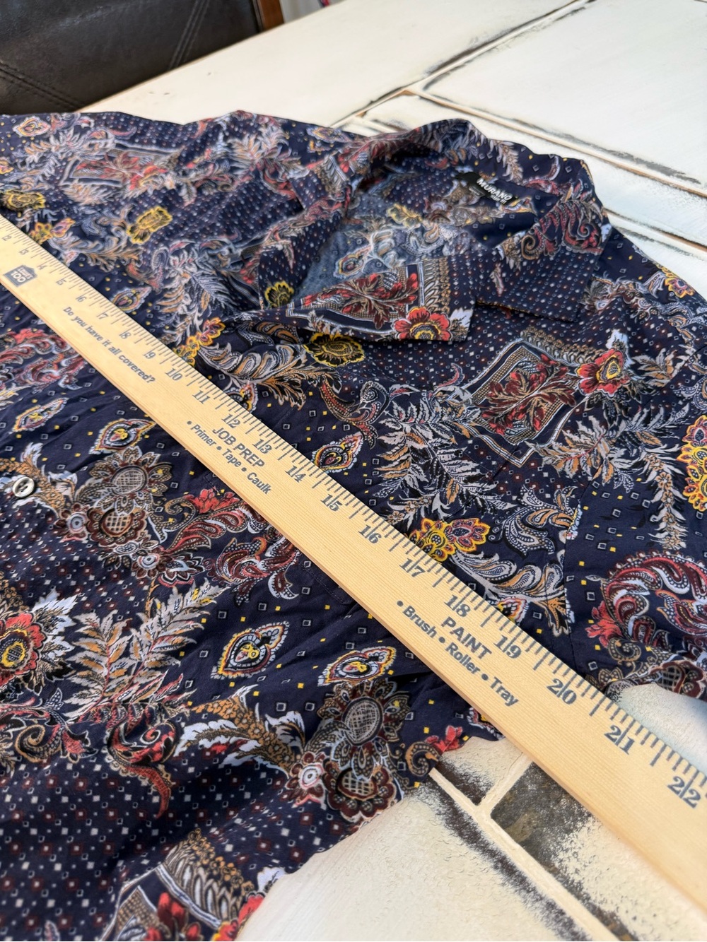 Murano Men’s Large Slim Fit Camp Collar Short Sleeve Paisley Floral Boho Button- - Picture 10 of 12